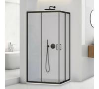 Box doccia angolare 70x90 cm nero opaco con doppio scorrevole Tay