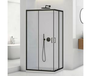Box doccia angolare 70x90 cm nero opaco con doppio scorrevole Tay