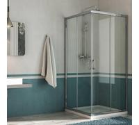 Box Doccia Angolare 72x80 cm 2 Ante Scorrevoli in Cristallo Trasparente 6mm