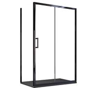 Box Doccia Angolare 75x120 cm 1 anta Scorrevole con Profili Neri in Cristallo trasparente 6mm H195 Bonussi Sole