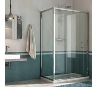 Box Doccia Angolare 75x120 cm 1 Anta Scorrevole in Cristallo Trasparente 6mm H185 Fosterberg Kolding Duo