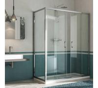 Box Doccia Angolare 75x120 cm 2 Ante Scorrevoli in Cristallo Trasparente 6mm H185 Fosterberg Kolding Duo