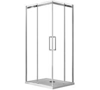 Box Doccia Angolare 75x120 cm 2 Ante Scorrevoli in Cristallo Trasparente 8mm H200 Fosterberg Horsens Sinistro