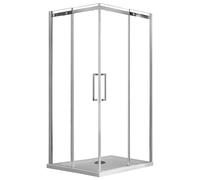 Box Doccia Angolare 75x75 cm 2 Ante Scorrevoli in Cristallo Trasparente 8mm H200 Fosterberg Horsens