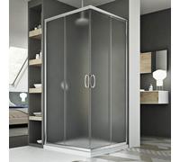 BOX DOCCIA ANGOLARE 75X90 CM CABINA VETRO 6MM SCORREVOLE CRISTALLO STAMPATO C