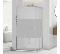 Box Doccia Angolare 80x100 Cm H195 Cm e Spessore 5mm Con Doppia Porta Scorrevole In Vetro Temperato Serigrafato - Profili Cromati Moderni Linea Tay