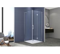 Box doccia Angolare 80x100 cm porta a soffietto + fisso H200 cm cristallo 6 mm profilo CROMATO ZAIRA