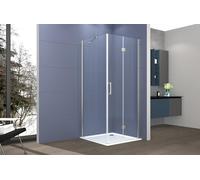 Box doccia Angolare 80x100 cm porta a soffietto + fisso H200 cm cristallo 6 mm profilo SATINATO ZAIRA