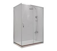 Box Doccia Angolare 90x120 cm con 1 Apertura Scorrevole e 1 Lato Fisso Vetro Temperato Trasparente 5mm Altezza 190cm Profili in Alluminio cromo
