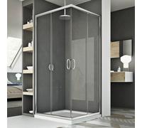 BOX DOCCIA ANGOLARE 90X90 CM CABINA VETRO 6MM SCORREVOLE CRISTALLO TRASPARENTE