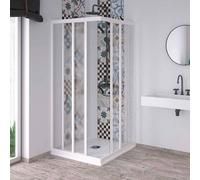 BOX DOCCIA ANGOLARE "ACRIL" BIANCO PASTELLO 75-80 x 95-100 cm - Ap. 53 H 190 CM