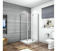 Box Doccia Angolare Alto 195 cm Porta Battente Pieghevole Parete Laterale 100x90 cm Vetro 6 mm Temperato Anticalcare con Barra Stabilizzatrice