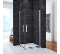 Box Doccia Angolare Alto 197 cm Due Porte a Battente Vetro 6 mm Temperato Anticalcare Telaio Cromo Lucido Misura 90x70 cm