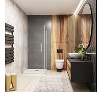 Box Doccia Angolare Alto 197 cm Porta Battente Fissa Parete Laterale 70x90 cm Vetro 6mm Temperato Anticalcare con Barra Stabilizzatrice Angolare da 45 cm