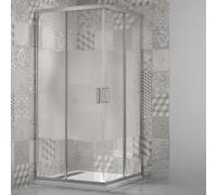 Box Doccia Angolare Ante Scorrevoli Profilo Cromato Cristallo Serigrafato 4 mm