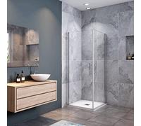 Box Doccia Angolare Due Porte a Battente 100x80x195 cm Rotazione di 180 Gradi Vetro Temperato Anticalcare 6 mm