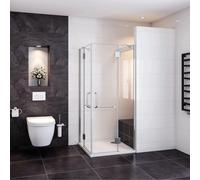 BOX DOCCIA ANGOLARE DUE PORTE BATTENTI 190CM VETRO ANTICALCARE 8MM CON 2 BARRE