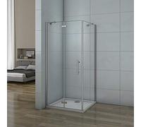 Box Doccia Angolare Porta Battente Più Parete Fissa Vetro 6 mm Temperato Anticalcare Trasparente Telaio Cromo Lucido 100x70x195 cm