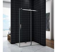Box Doccia Angolare Porta Scorrevole con Parete Laterale 110x80x195 cm Vetro Temperato Trasparente 8 mm Anticalcare Telaio Cromo Lucido