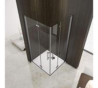 Box doccia angolare, porte doppie, battente, a libro 80x80x195cm, piatto doccia 80x80cm