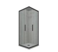 BOX DOCCIA ANGOLARE SCORREVOLE 80X100 CM VETRO TRASPARENTE ANTRACITE MOD. KOLORS