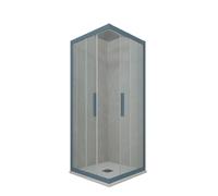 BOX DOCCIA ANGOLARE SCORREVOLE 80X80 CM VETRO TRASPARENTE BLU NAVY MOD. KOLORS