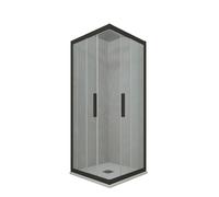 BOX DOCCIA ANGOLARE SCORREVOLE 90X110 CM VETRO TRASPARENTE NERO MATT MOD. KOLORS
