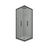 BOX DOCCIA ANGOLARE SCORREVOLE VETRO TRASPARENTE PROFILO ANTRACITE KOLORS