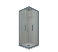 BOX DOCCIA ANGOLARE SCORREVOLE VETRO TRASPARENTE PROFILO BLU NAVY KOLORS