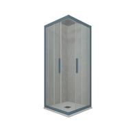 BOX DOCCIA ANGOLARE SCORREVOLE VETRO TRASPARENTE PROFILO BLU NAVY KOLORS