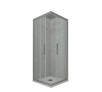 BOX DOCCIA ANGOLARE SCORREVOLE VETRO TRASPARENTE PROFILO SILVER KOLORS