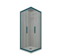 BOX DOCCIA ANGOLARE SCORREVOLE 90X90 CM VETRO TRASPARENTE VERDE MOD. KOLORS
