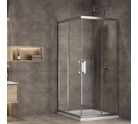 Box Doccia Angolo Cabina Doccia Apertura Ante Scorrevoli Dafne Regolabile Vetro Temperato Spessore 6 mm (77-79x97-99x cm H195, Vetro Temperato Trasparente)