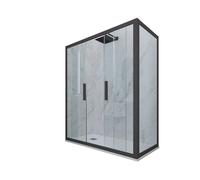 BOX DOCCIA ANTRACITE VETRO TRASPARENTE 90X140 CM MOD. GLAM DUO