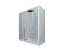 BOX DOCCIA BIANCO MATT VETRO TRASPARENTE 75X150 CM MOD. GLAM DUO