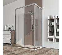 Box doccia cabina 3 tre lati 75x120x75 cm porta scorrevole vetro anticalcare trasparente 6mm. Palma