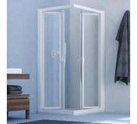 BOX DOCCIA 70x70CM CABINA ANGOLARE 2 ANTE A LIBRO SOFFIETTO PVC CRILEX ACRILICO