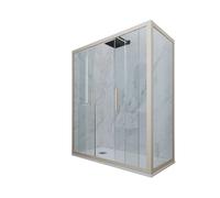 BOX DOCCIA CHAMPAGNE VETRO TRASPARENTE 80X140 CM MOD. GLAM DUO