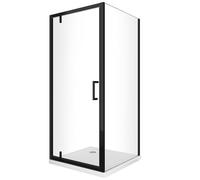 Box Doccia Con Parete Fissa Laterale e Porta Rototraslante Con Perni Asimmetrici H 200 Vetro Trasparente 8 MM Telaio Nero Opaco (100 (98-100) FISSA x PORTA 100 (97-100))