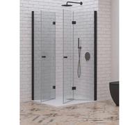 Box Doccia H200 Doppia Anta a Libro Trasparente Profili Neri 6mm Anticalcare