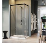 Box doccia Idralite vetro 8 MM h 200 mod. Prime Corner 70x100 CM Black