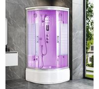 BOX DOCCIA IDROMASSAGGIO 90x90 CM VASCA LED SPECCHIO BAGNO CABINA RADIO FULL ITA