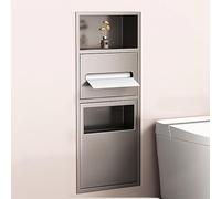 Box Doccia in Acciaio Inox con Cestino Integrato e Ripiani incassati a Parete; Facile da installare e Consente di Risparmiare Spazio nel Bagno.