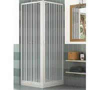 Box doccia in PVC, 2 lati con apertura angolare a soffietto, Bianco, 70x70 cm, Altezza 185 cm