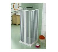 Box Doccia in PVC 3 lati 75x75x75 cm H 185 cm mod. SAMIRA, Bianco, cabina doccia con apertura frontale centrale due ante a soffietto, riducibile