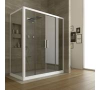 BOX DOCCIA IN PVC PROFILO BIANCO CRISTALLO VETRO TRASPARENTE SCORREVOLE