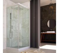 BOX DOCCIA IN PVC PROFILO BIANCO CRISTALLO VETRO TRASPARENTE SCORREVOLE