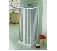 Box doccia in PVC, 80x80x80 cm, Altezza 175 cm, 3 lati con apertura centrale frontale a soffietto con due ante, Bianco,