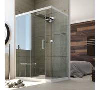 BOX DOCCIA IN PVC PROFILO BIANCO CRISTALLO VETRO TRASPARENTE SCORREVOLE