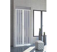 Box doccia in PVC Nicchia Larghezza 100-170 cm, H 185 cm mod. VERA, Bianco, Porta doccia apertura centrale due ante a soffietto, riducibile (Larghezza 140 cm, H 185 cm)